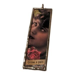 Soldered‎ Glass Slide Necklace Charm Grow a Pair Statement Necklace